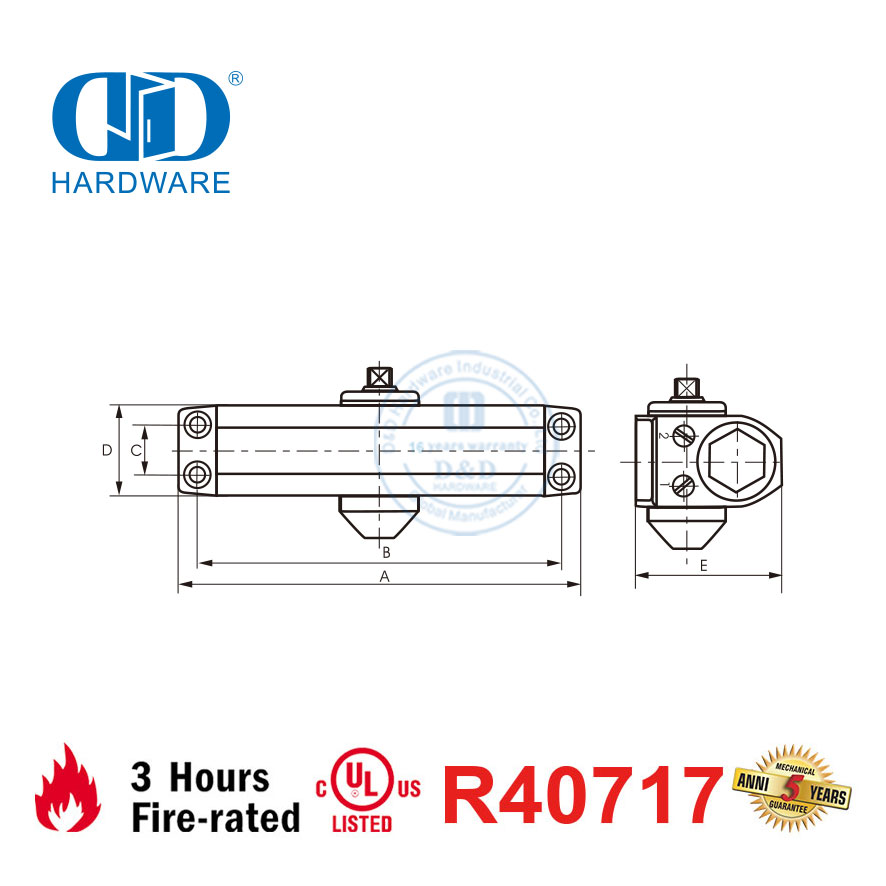 CE Certification UL Listed Fire Rated Universal Application Door Closer-DDDC012