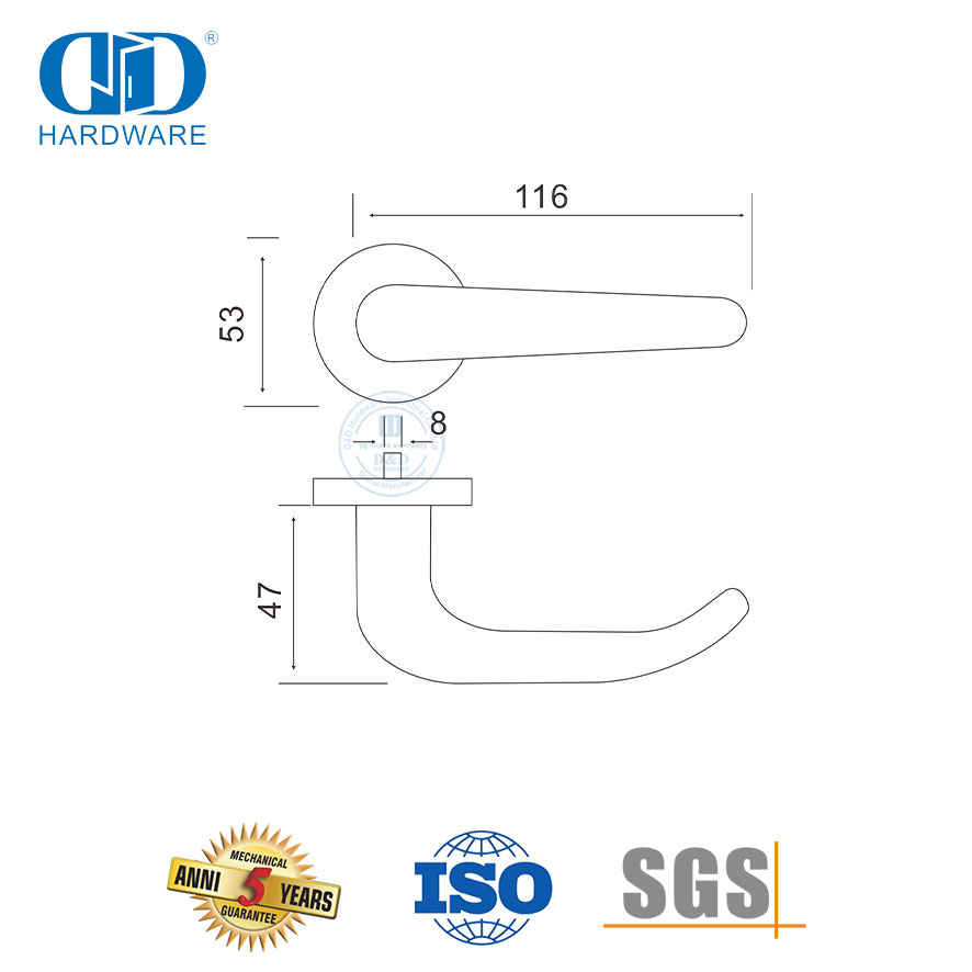 European Standard Stainless Steel Solid Lever Door Handle for Kitchen-DDSH004-SSS