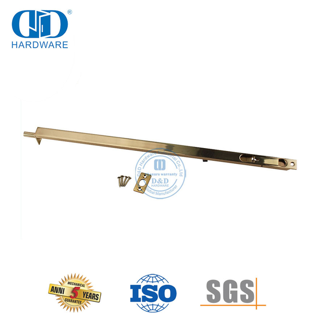 Polished Brass Mirror Golden Solid Brass Flush Door Bolt-DDDB002-PB