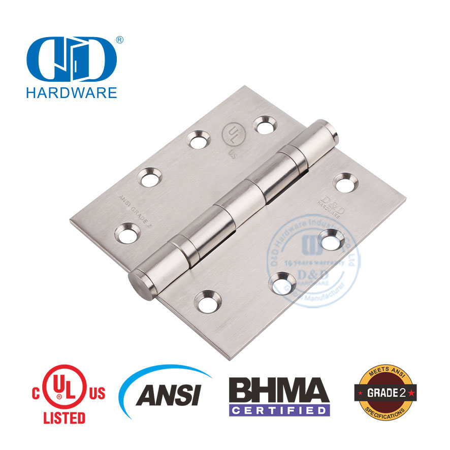 BHMA ANSI Grade 2 Fire Rated Outside Door Hinge for Commercial Building-DDSS001-ANSI-2-4.5x4x3.4mm