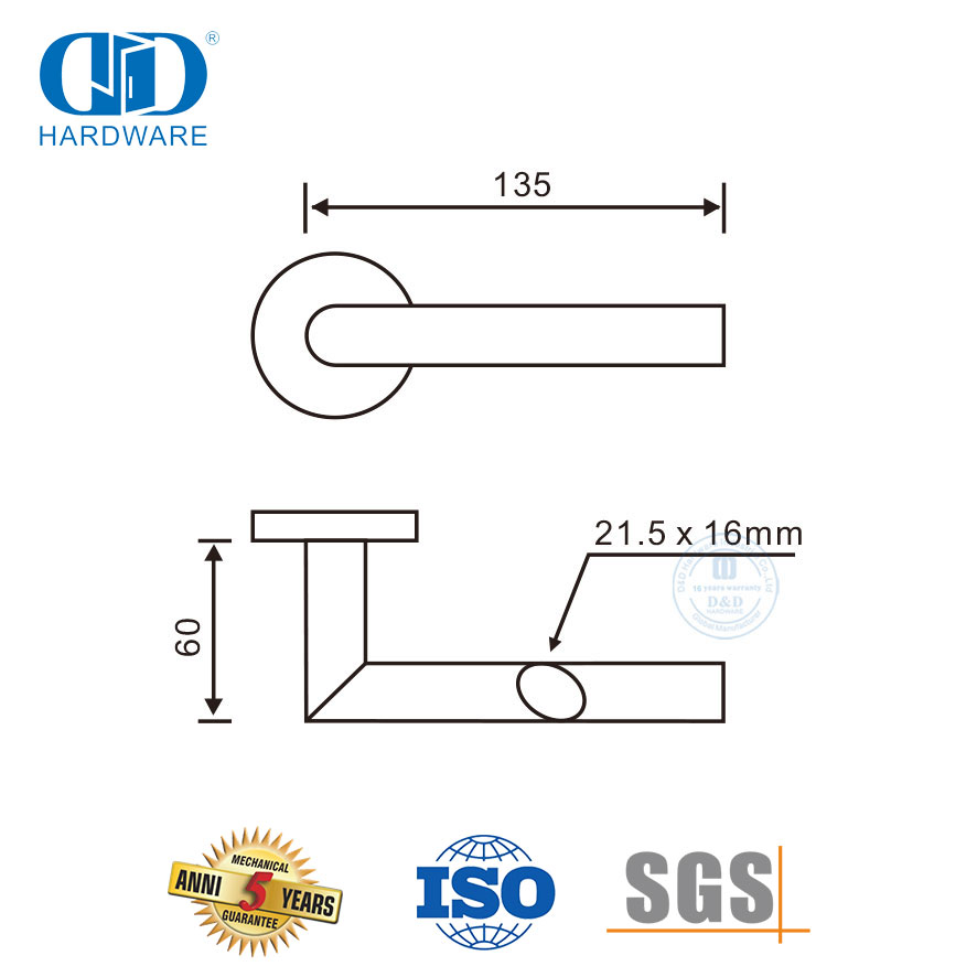 Stainless Steel Modern New Design Oval Tubular Lever Door Handles-DDTH026-SSS