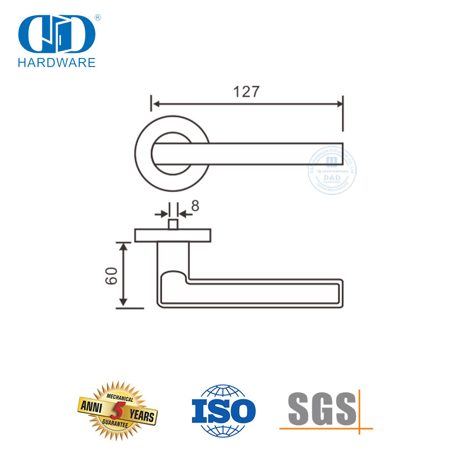 Modern Sustainable Durable Stainless Steel Simple Style Lever Door Handles-DDTH023-SSS