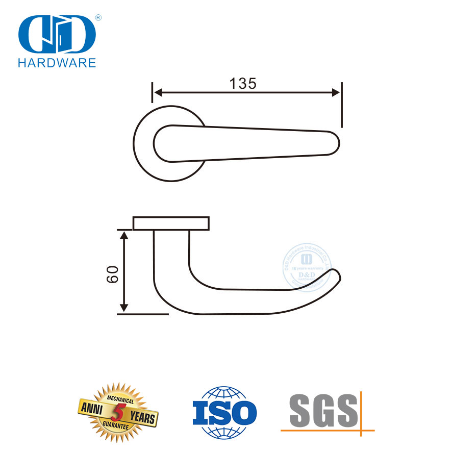 Stainless Steel Lever Handle Hollow Tube Entry Front Door Handle-DDTH033-SSS
