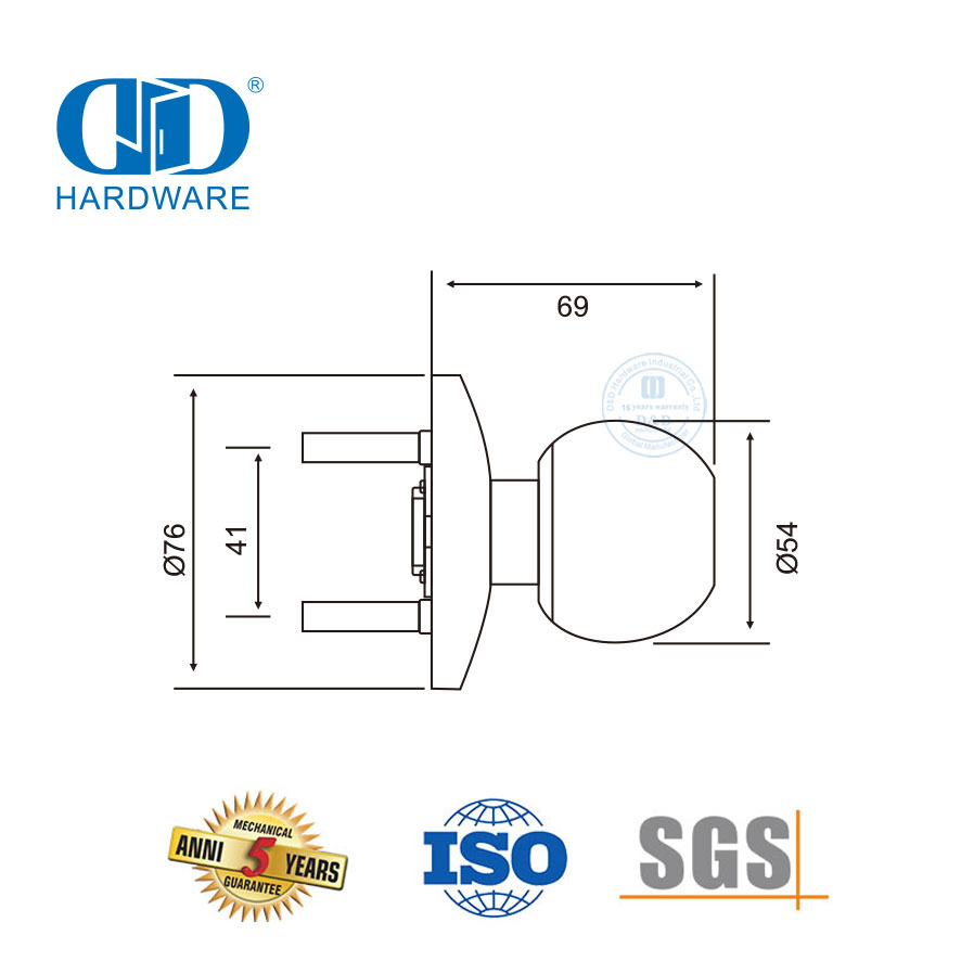 SUS 304 Fire Rated Outside Knob Handle for Panic Bar Exit Device-DDPD016-SSS