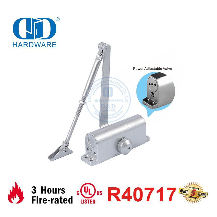 For Commercial Residential Use Adjustable CE UL 10C Listed Fire Rated Door Closer with Back Check-DDDC041BC
