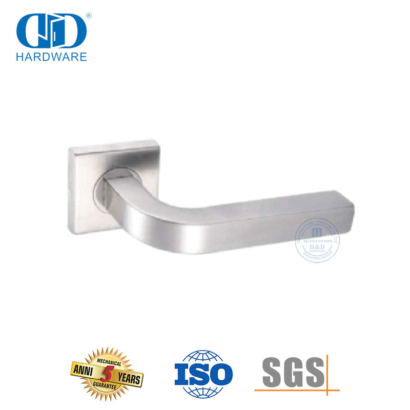 Household Hardware Accessories Stainless Steel Square Rosette Tube Lever Door Handle-DDTH044-SSS