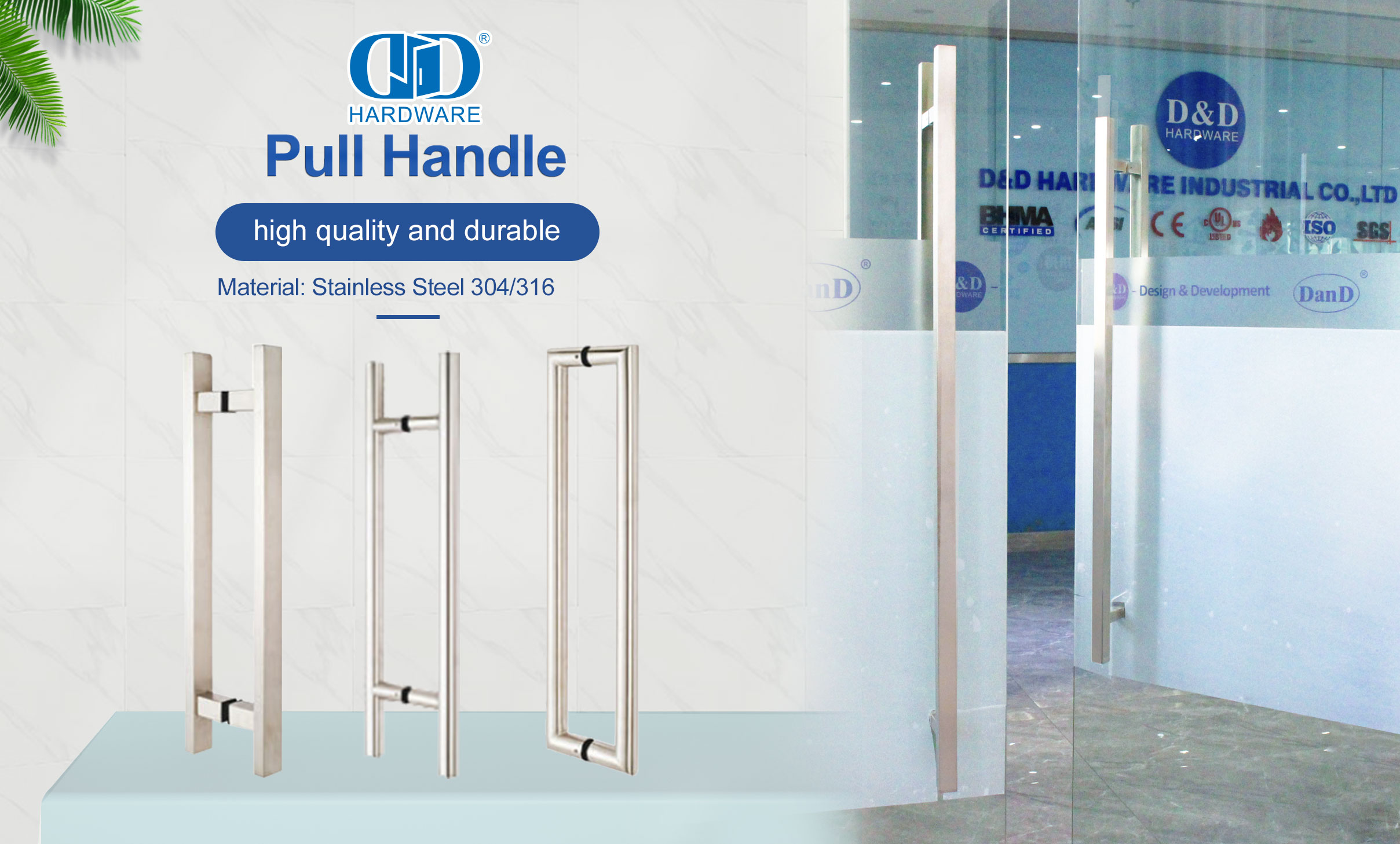 Glass Door Single Double Side Pull Handle