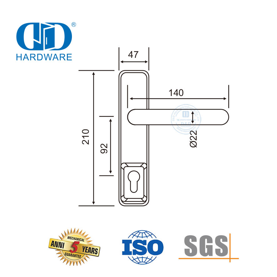 Stainless Steel Flush Handle Door Lock Escutcheon Lever Trim-DDPD015-SSS