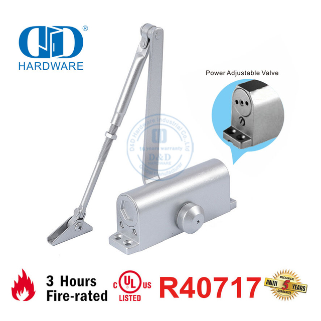 Light Duty 40-65KG 950mm Adjustable Speed CE UL 10C Listed Fire Rated Door Closer with Back Check-DDDC038BC