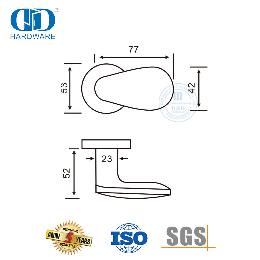High Quality Modern Mortise Lock Hardware Solid Lever Door Handle-DDSH038-SSS