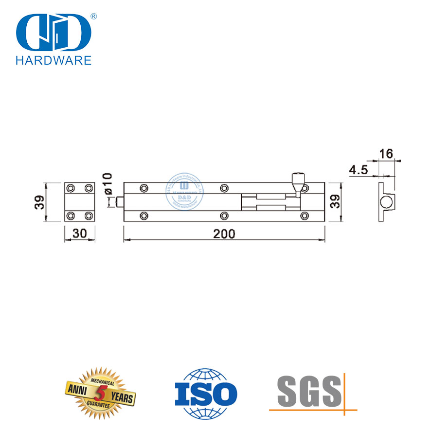 Washroom Door Hardware Good Quality Stainless Steel Door Bolt-DDDB035-SSS