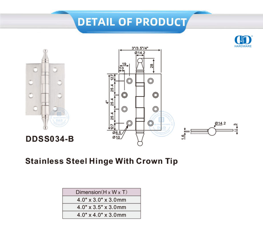 Hinge with Crown Tip