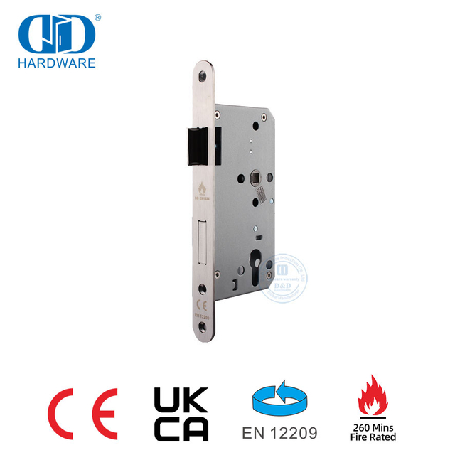 Satin Finished Stainless Steel Radius Forend EN 1634 Fire Rated Sash Lock-DDML009-5572-SSS