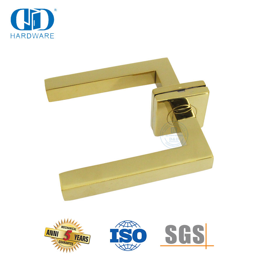 Polished Brass PVD Finish Golden Lever Handles for Commercial Building-DDTH019-PB-PVD