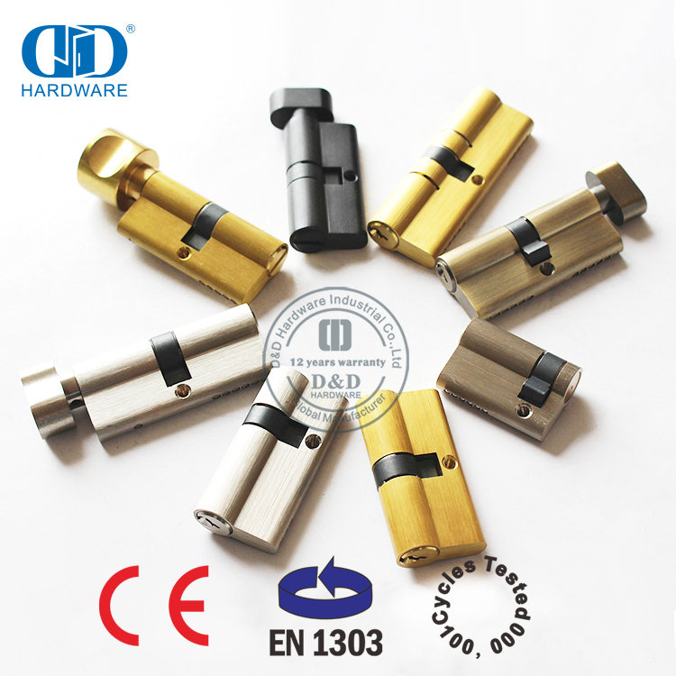 Quality Solid Brass Euro Style Thumb Turn Cylinder for Bedroom Door-DDLC005-70mm-SN