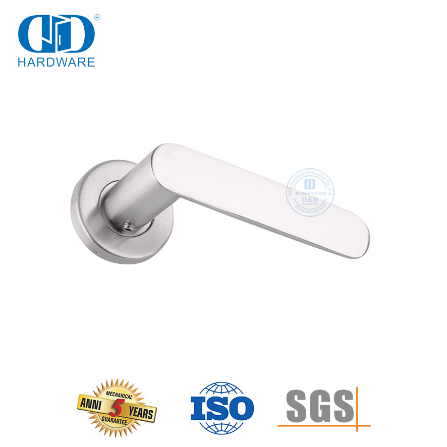 Bedroom Door Mortise Lock Hardware Solid Lever Handle on Round Rosette-DDSH009-SSS