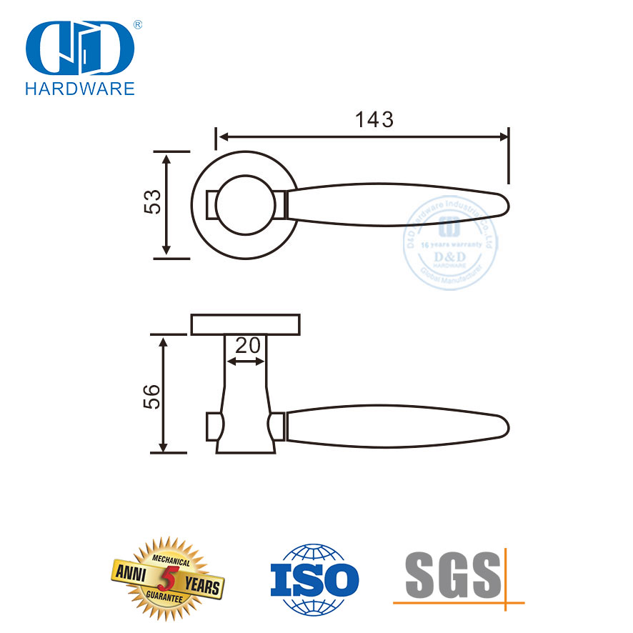 Timber Door Hardware Accessories Stainless Steel Solid Split Lever Handle-DDSH042-SSS