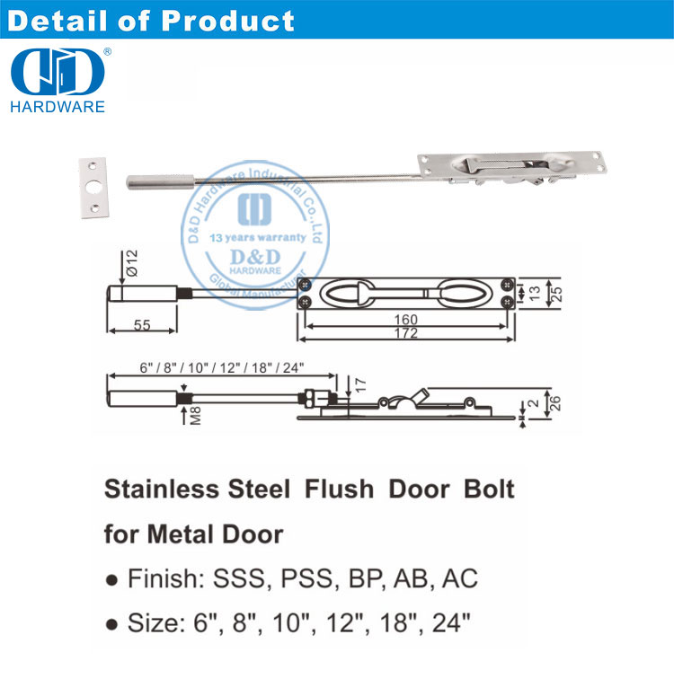 Exterior Door Flush Bolt