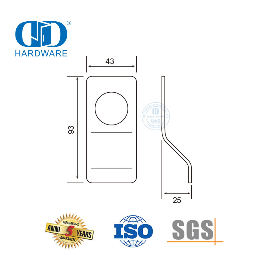 SUS 304 Panic Exit Hardware Escape Door Accessories Night Latch Plate-DDPD019-SSS