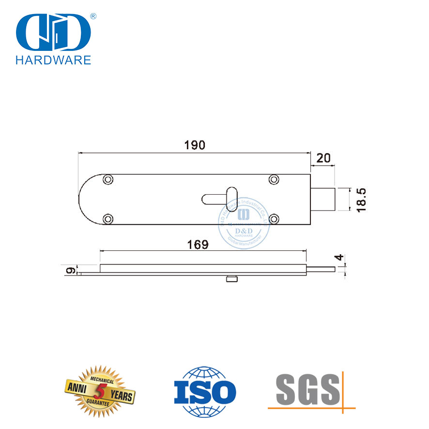 Interior Door Hardware Accessories Safety Solid Brass Slide Door Bolt-DDDB028-SNP
