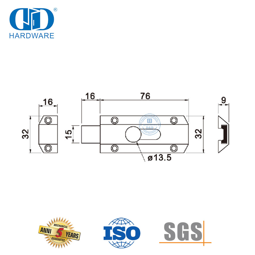 Stainless Steel Door Latch Lock Barrel Bolt for Front Door-DDDB029-SSS