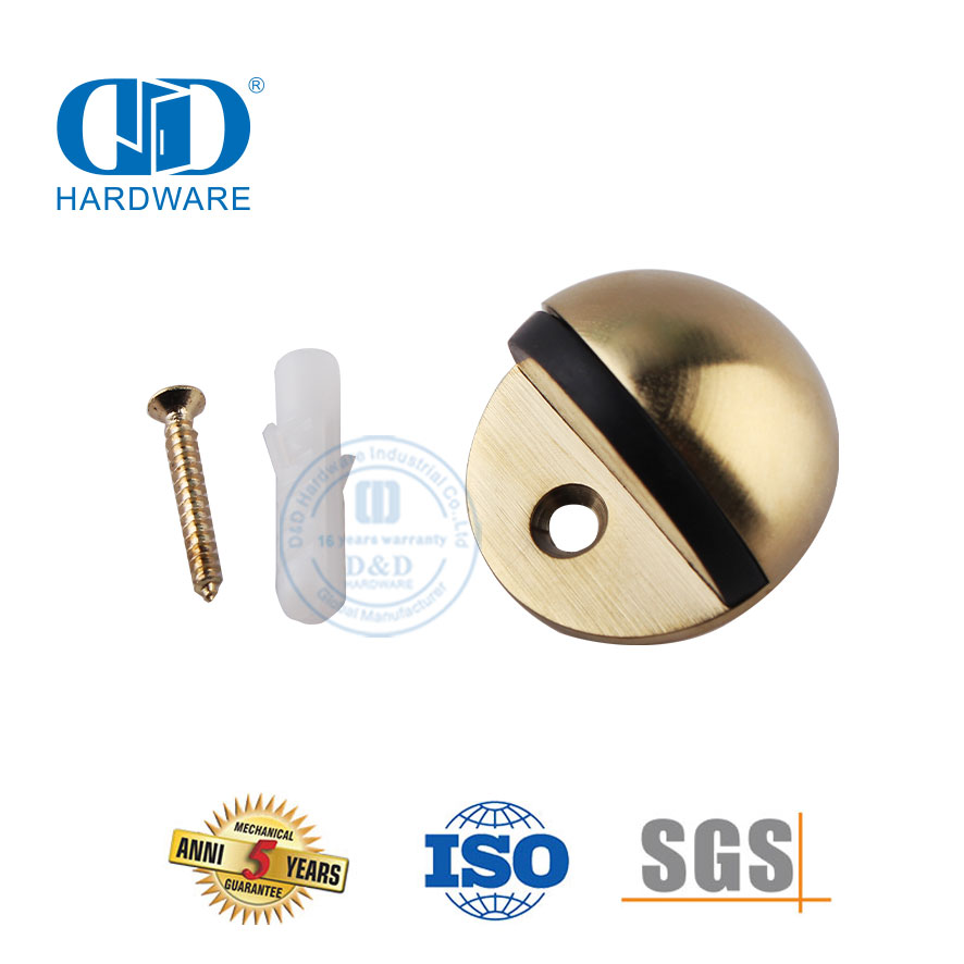 Satin Brass Door Hardware Durable Floor Mounted Type Zinc Alloy Door Stopper-DDDS004-SB