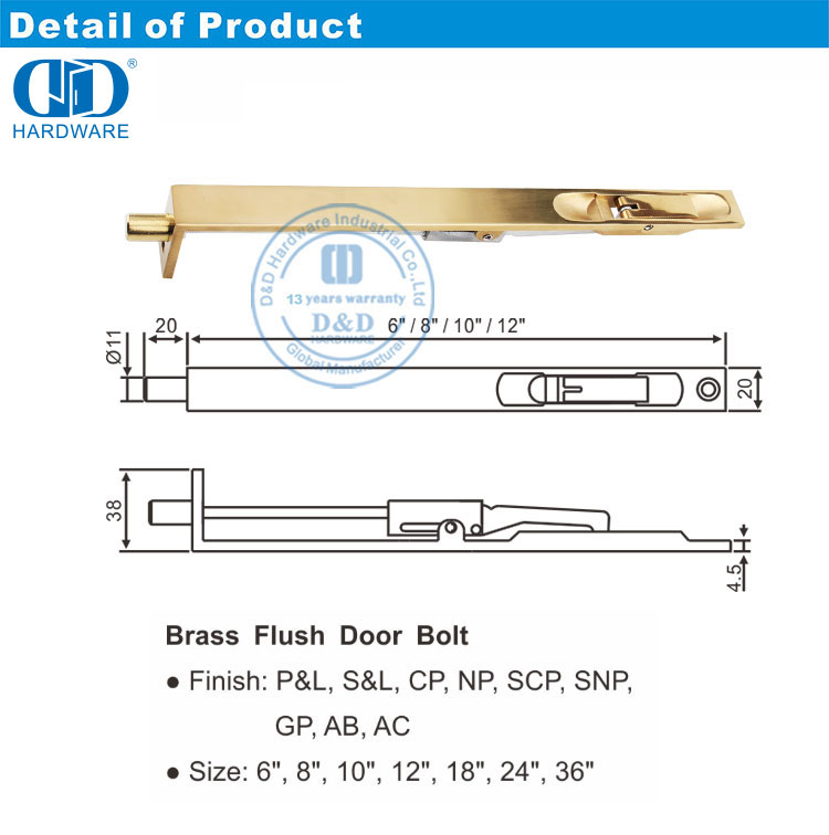 L Shape Flush Bolt