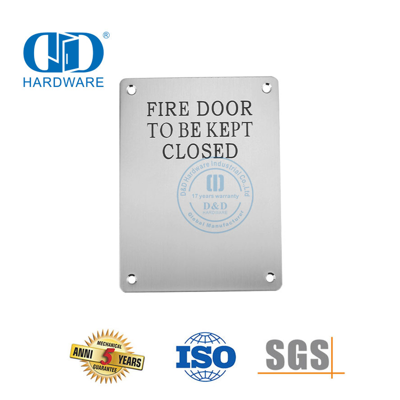 Fire Door Signature Square Type Fire Door Kept Closed Stainless Steel Sign Plate Public Washroom Toilet Door Signature Plate-DDSP010