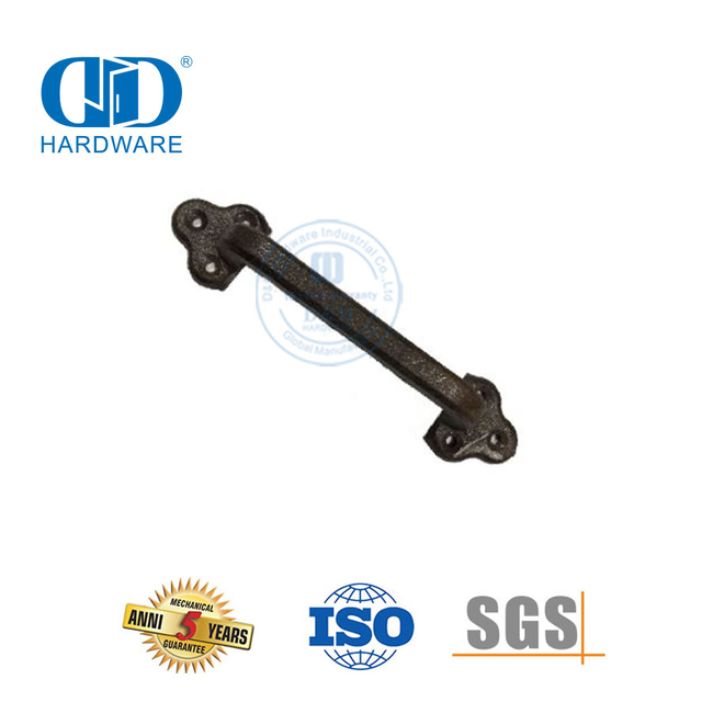 Stainless Steel China Factory Black Color Cast Iron Twisted Wrought Barn Door Handle Double Sided Door Handle-DDBD119