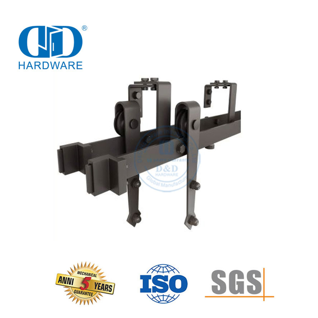 Stainless Steel Rolling Industrial Quiet Black Exterior Double Kit Sliding Barn Door Hardware Door Roller Hardware-DDBD024