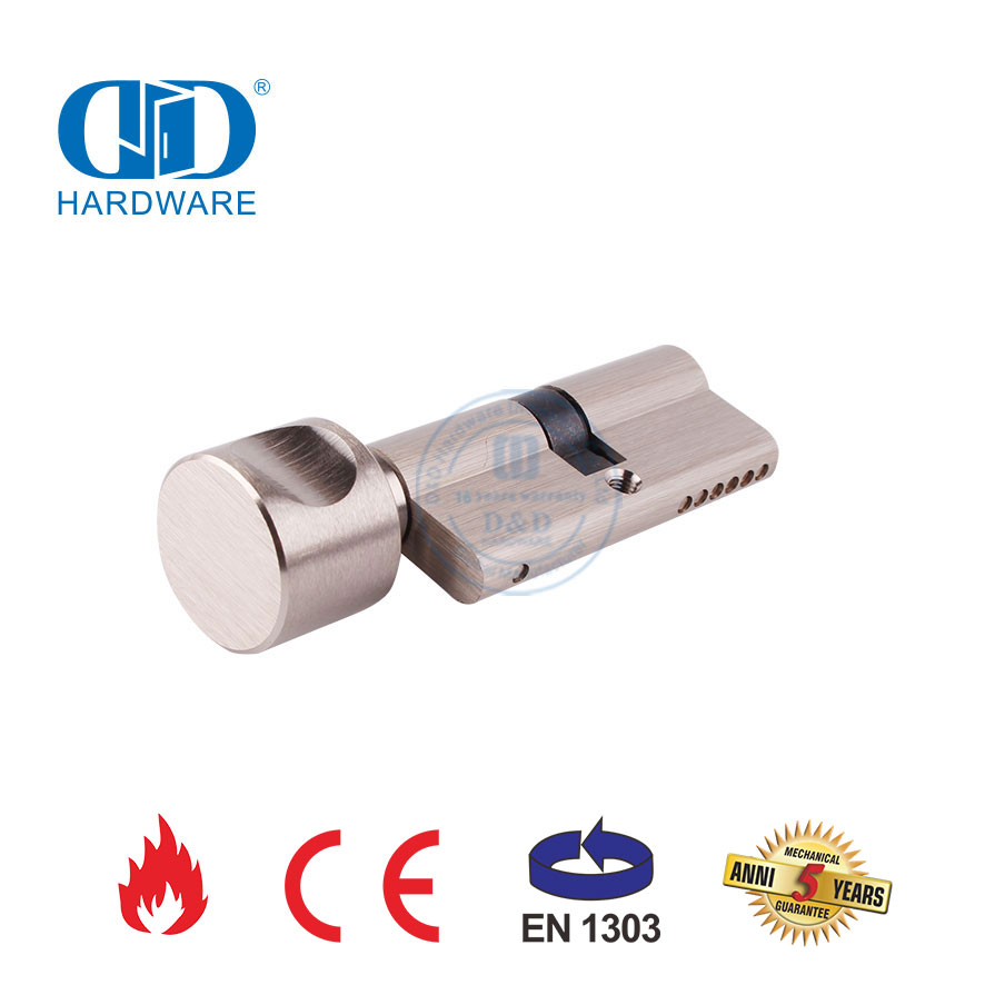 EN 1303 Bathroom Door Accessories Solid Brass Satin Nickel Cylinder-DDLC001-70mm-SN