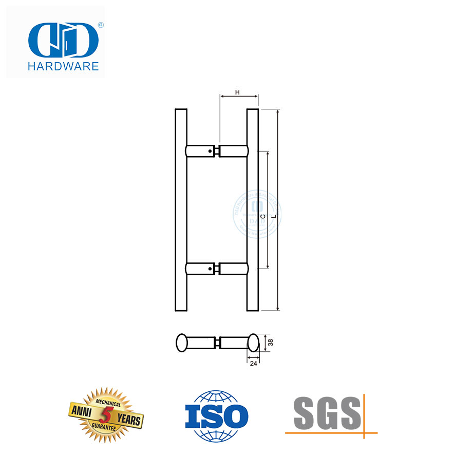 Round Tube Ladder Style Front Door Stainless Steel Pull Handles for Wooden And Glass Door-DDPH037