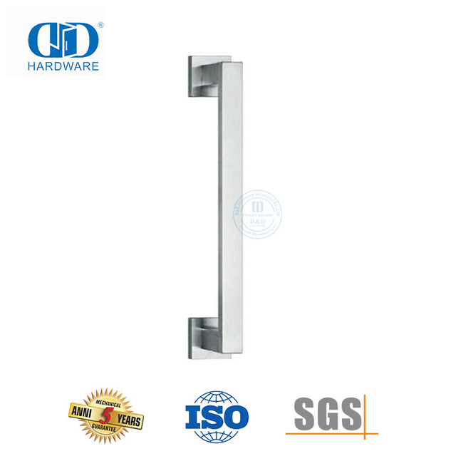 Satin Finish Stainless Steel Square Push Single Side Pull Handle for Commercial Glass Metal Doors-DDPH035