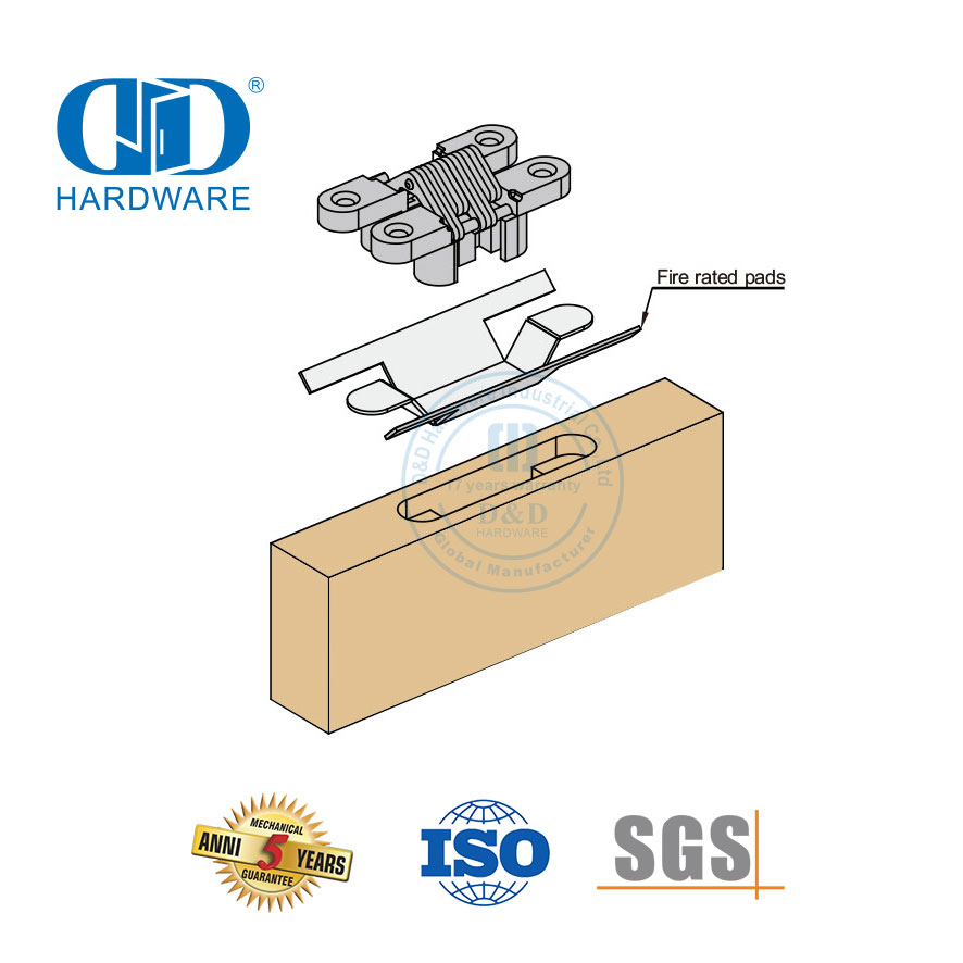Multi-Point Fire Rated Concealed Acoustic Seal Furniture Hardware Intumescent Seal Door HInge Pad -DDIG004