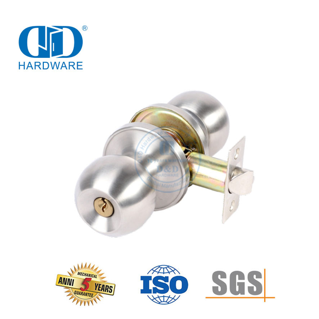 High Security Stainless Steel Common Cylinder Residential Hardware Fittings Knob Lockset For Bedroom Bathroom-DDLK002