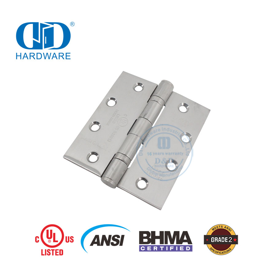 BHMA Certificate UL Listed ANSI Fireproof Mortise Butt Hinge Square Corner Commercial Wooden Door Hinge-DDSS001-ANSI-2-5x4/3.5x3.7mm