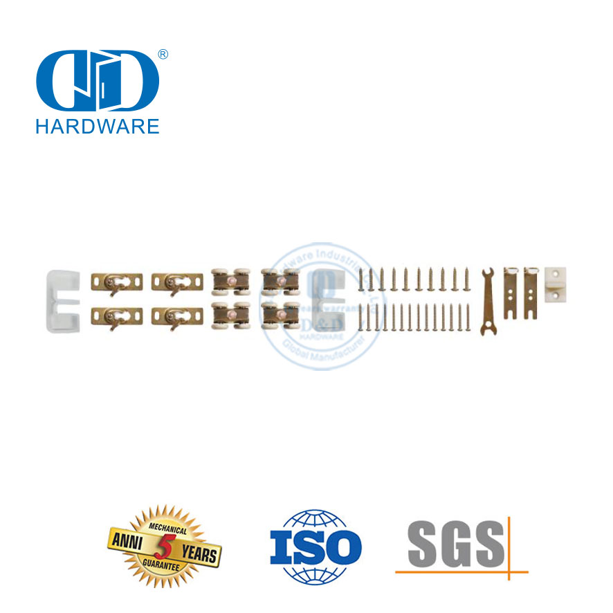 Stainless Steel Bypass Barn Door Decorative Hardware Track Kit Wheel Roller Wood Door Hardware-DDBD068