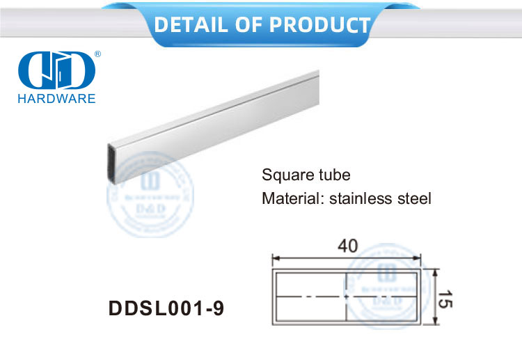 Stainless Steel Glass Hardware Fittings Furniture Hardware Bathroom Sliding Door Square Tube-DDSL001-9