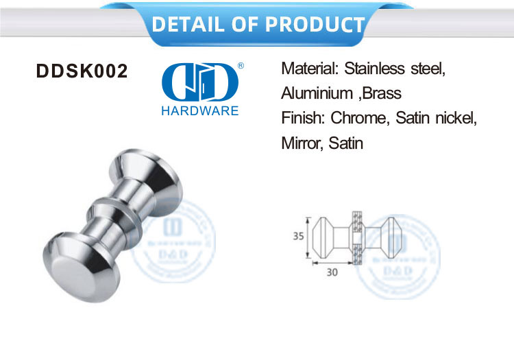 Aluminum Furniture Accessories Bathroom Door Handle Hardware Accessories Shower Screen Door Knob-DDSK002