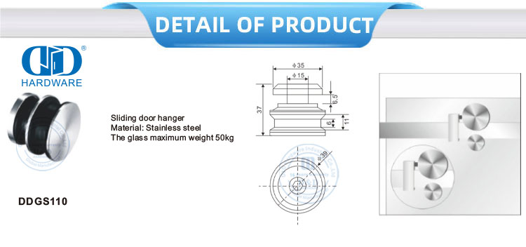 Customized Stainless Steel Sliding Door Tube Shower Door Roller Glass Hardware Door Hardware For Bathroom Door-DDGS110
