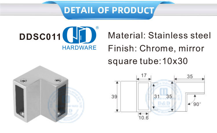 Stainless Steel Commercial Shower Cubicle System Glass Panel Bracket Connector Glass Door Accessories-DDSC011