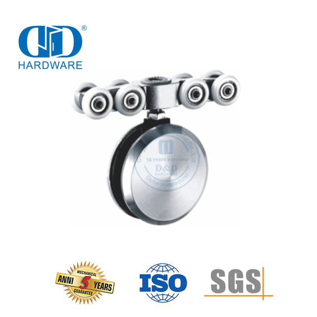 Stainless Steel Door Clamp Soft Close Wall Mounted Wheel Hanging Type Glass Fitting For Sliding Single Door-DDGS134