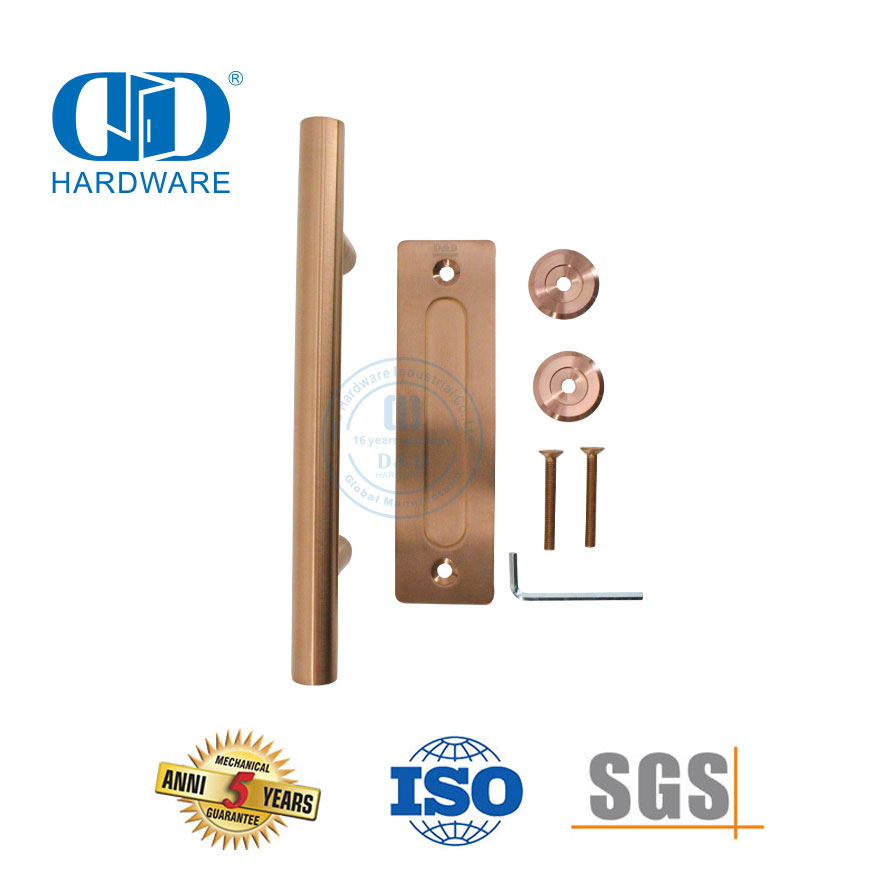 Stainless Steel Rose Gold Double Sided Push Pull Barn Door Handle Furniture Finger Pull Door Handle-DDBD102 SRG