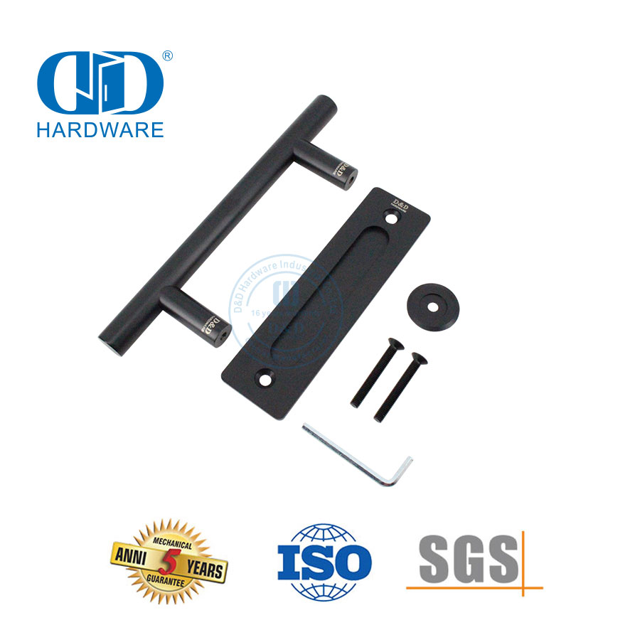 Black Stainless Steel Sliding Double Side Heavy Duty Barn Door Handle Construction Hardware-DDBD102 Black