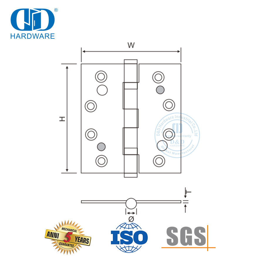 Five Knuckle Double Security Hinge