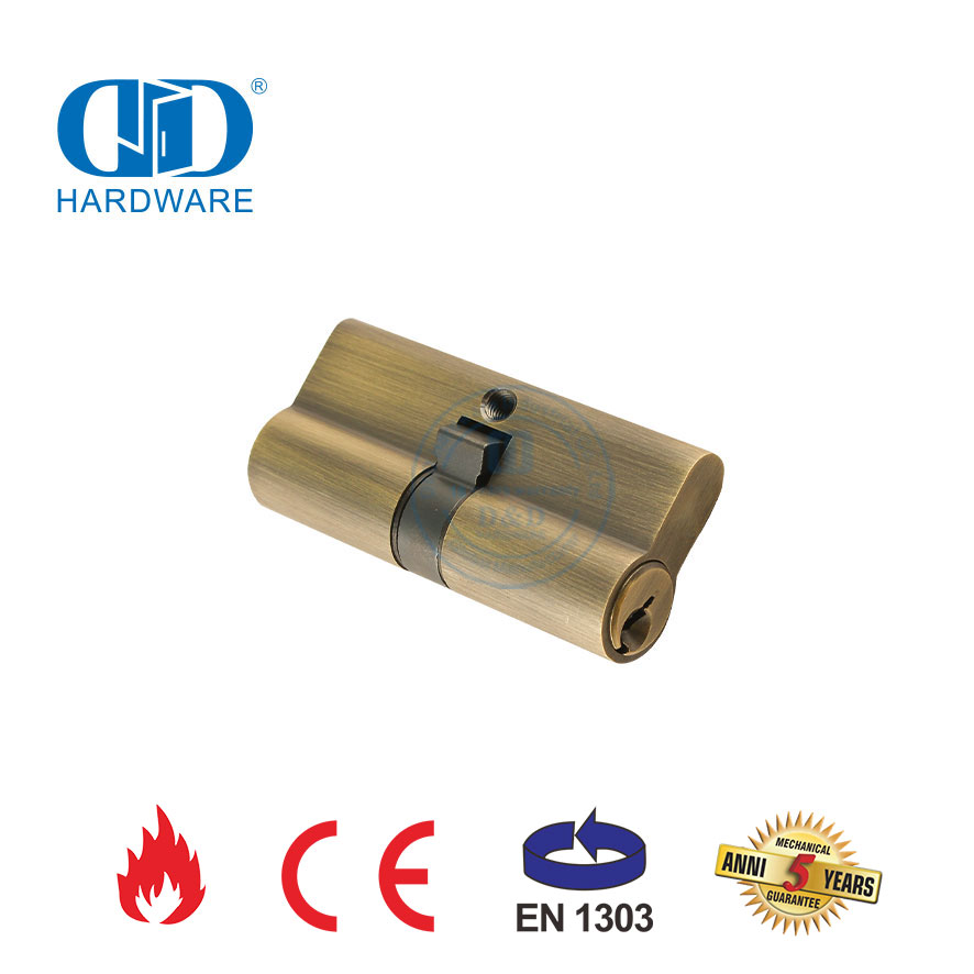 EN 1303 Antique Brass Euro Style Double Cylinder for Mortise Lock-DDLC003-70mm-AB