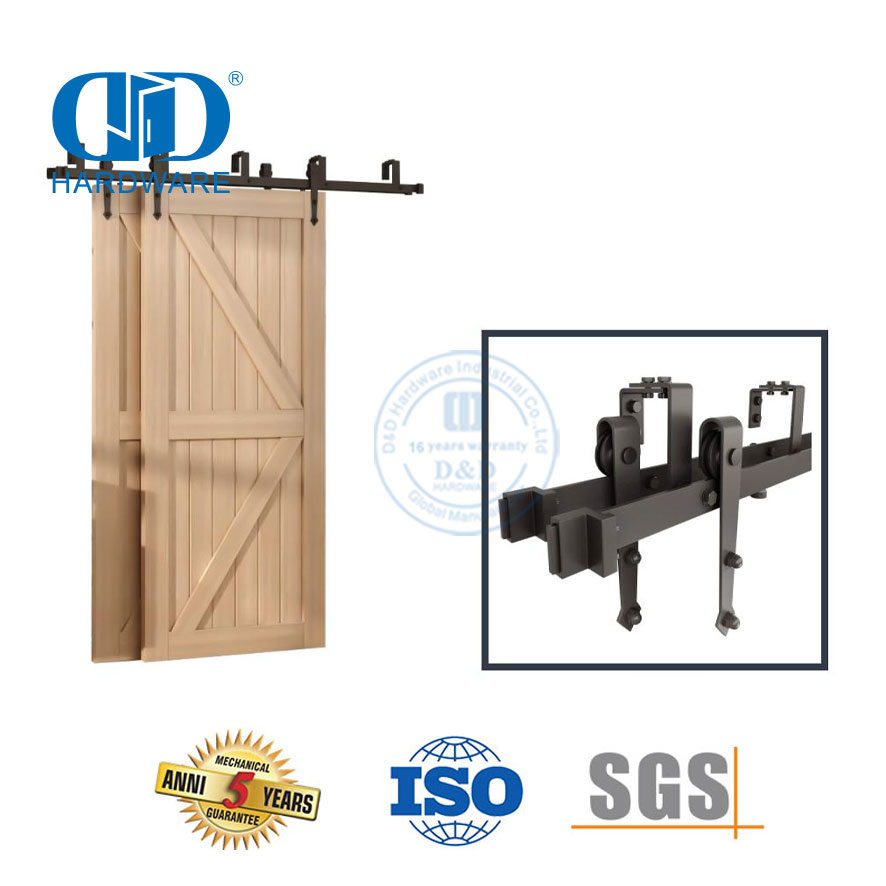 Stainless Steel Rolling Industrial Quiet Black Exterior Double Kit Sliding Barn Door Hardware Door Roller Hardware-DDBD024