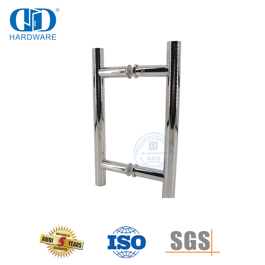SUS304 H Shape Round Frameless Glass Door Hardware Ladder Mounting Pull Handle-DDPH001-A Φ22-PSS