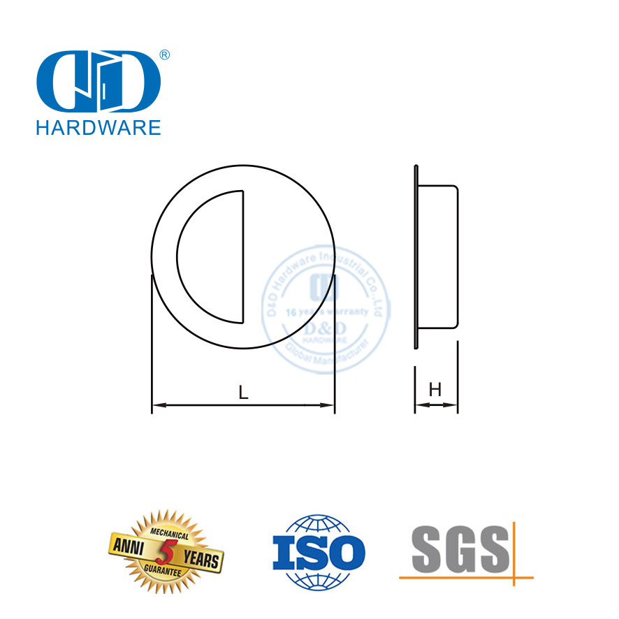 Commercial Stainless Steel Round Latch Hardware Wardrobe Kitchen Door Flush Pull Handle Cabinet -DDFH079