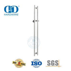 Stainless Steel Office Front Glass Door Accessories Round Tube Glass Door Pull Handle with Lock-DDPH040